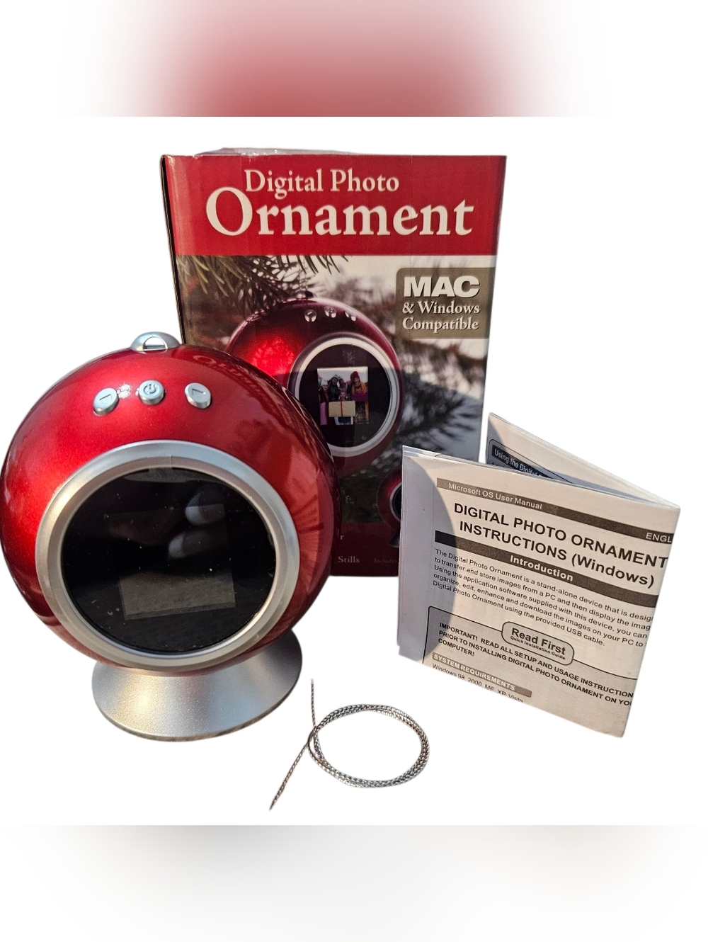 Red Christmas Holiday 3-1/4" Photo Digital Ornament